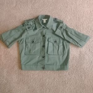 H&M green cropped jacket size 6